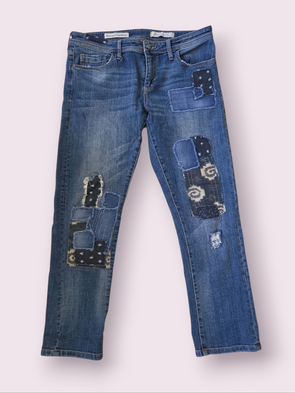 Anthropologie Pilcro Hyphen Patchwork Relaxed Jeans  Size 30 - Picture 2 of 12